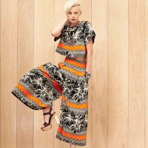 Milly Floral Jacquard Two Piece Wide Leg Pant Set